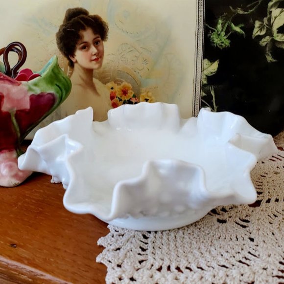 Fenton Other - Vintage Fenton Milk Glass Hobnail Trinket Dish